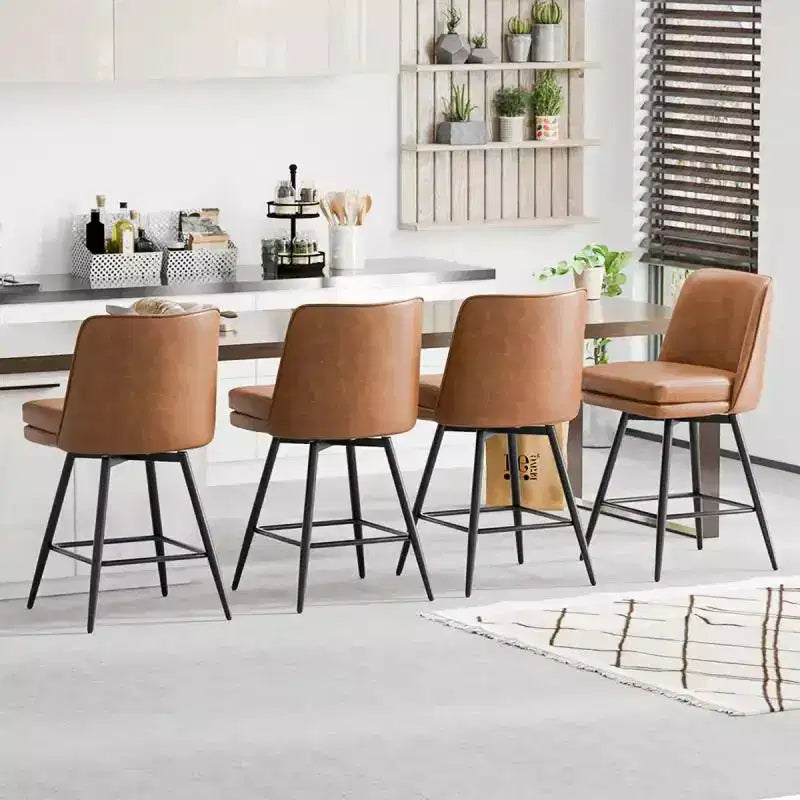 Tabouret de bar en similicuir avec pivotement à 360°