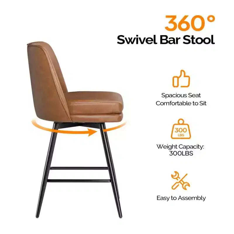 Tabouret de bar en similicuir avec pivotement à 360°