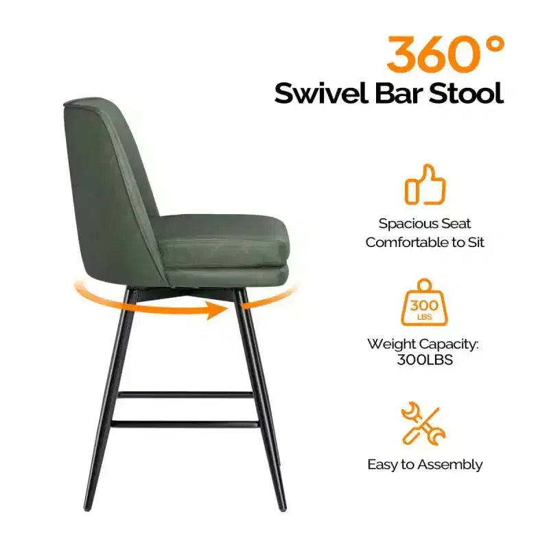Tabouret de bar en similicuir avec pivotement à 360°