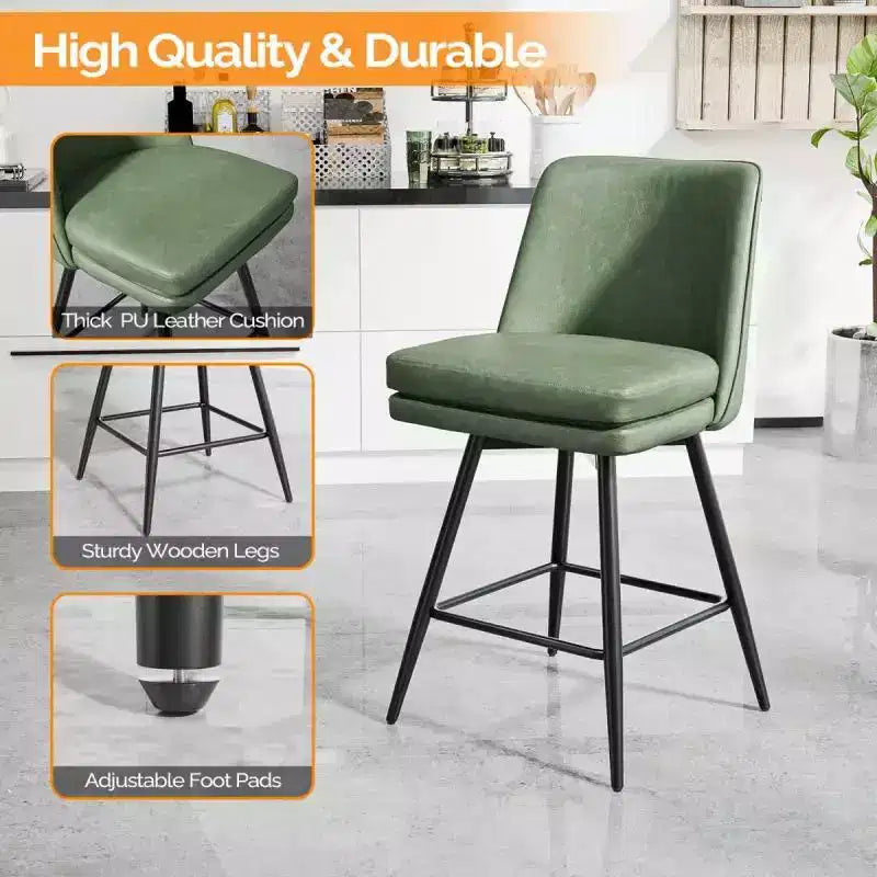Tabouret de bar en similicuir avec pivotement à 360°