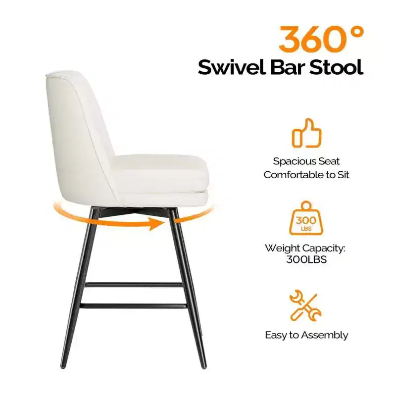Tabouret de bar en similicuir avec pivotement à 360°