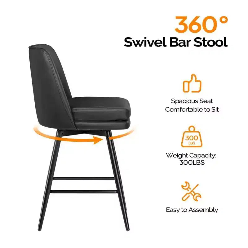 Tabouret de bar en similicuir avec pivotement à 360°