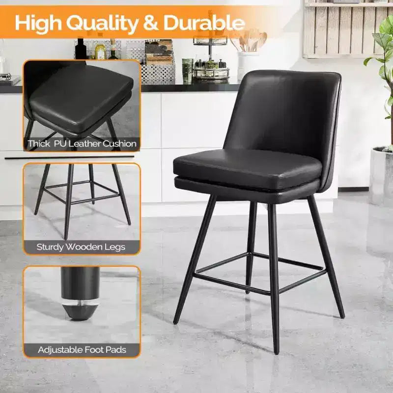 Tabouret de bar en similicuir avec pivotement à 360°