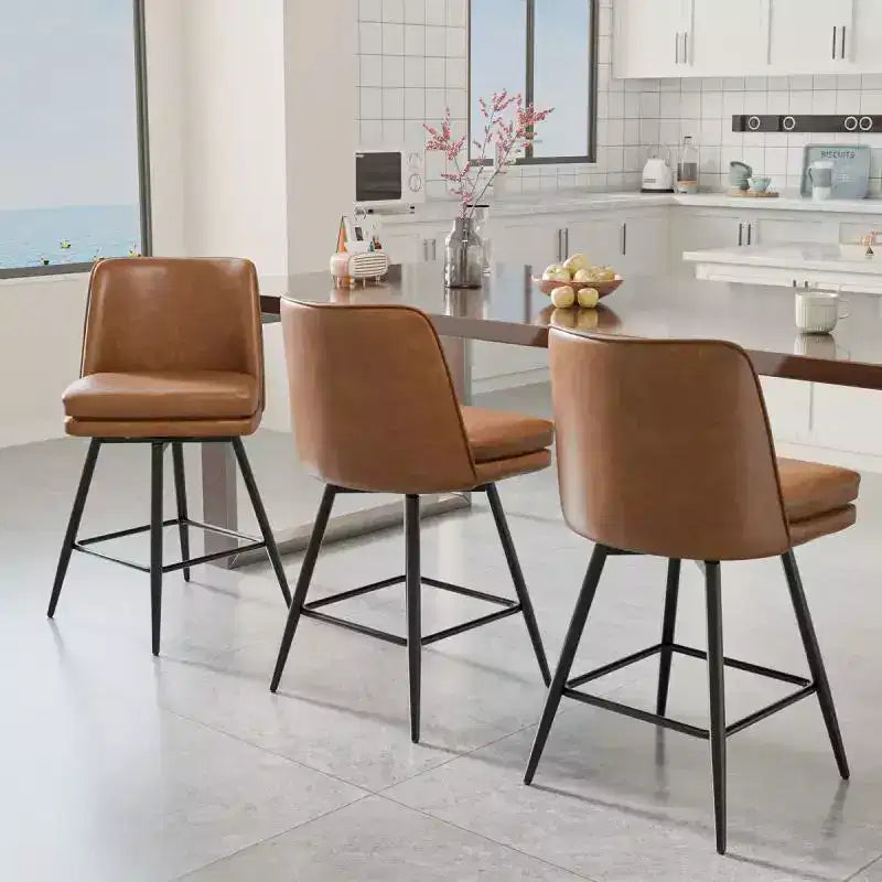 Tabouret de bar en similicuir avec pivotement à 360°