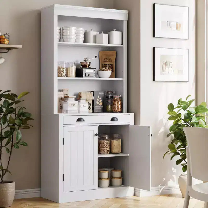 Bibliothèque de 180 cm avec tiroir, portes à persiennes et 5 étagères réglables