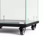 Vitrine d'exposition à 4 niveaux en verre trempé avec serrure et roulettes, meuble de rangement autoportant avec étagères en acrylique