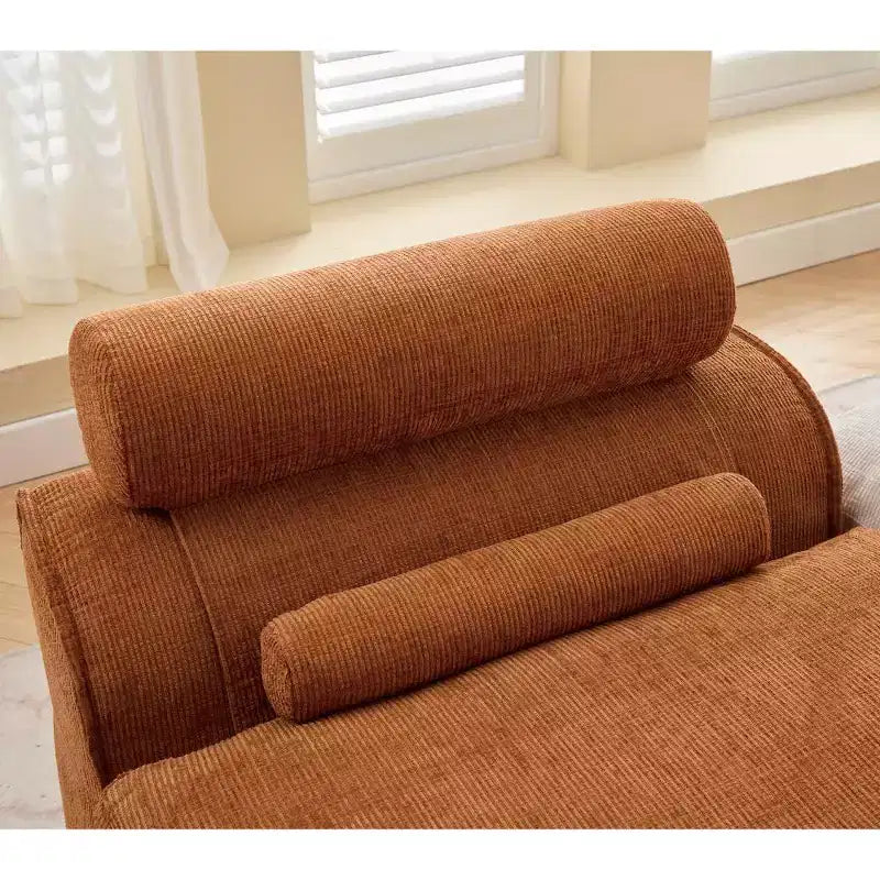 Canapé de salon sans accoudoirs 2 places en chenille avec oreillers cervicaux et lombaires