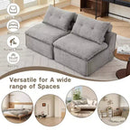 Canapé de salon sans accoudoirs 2 places en chenille avec oreillers cervicaux et lombaires