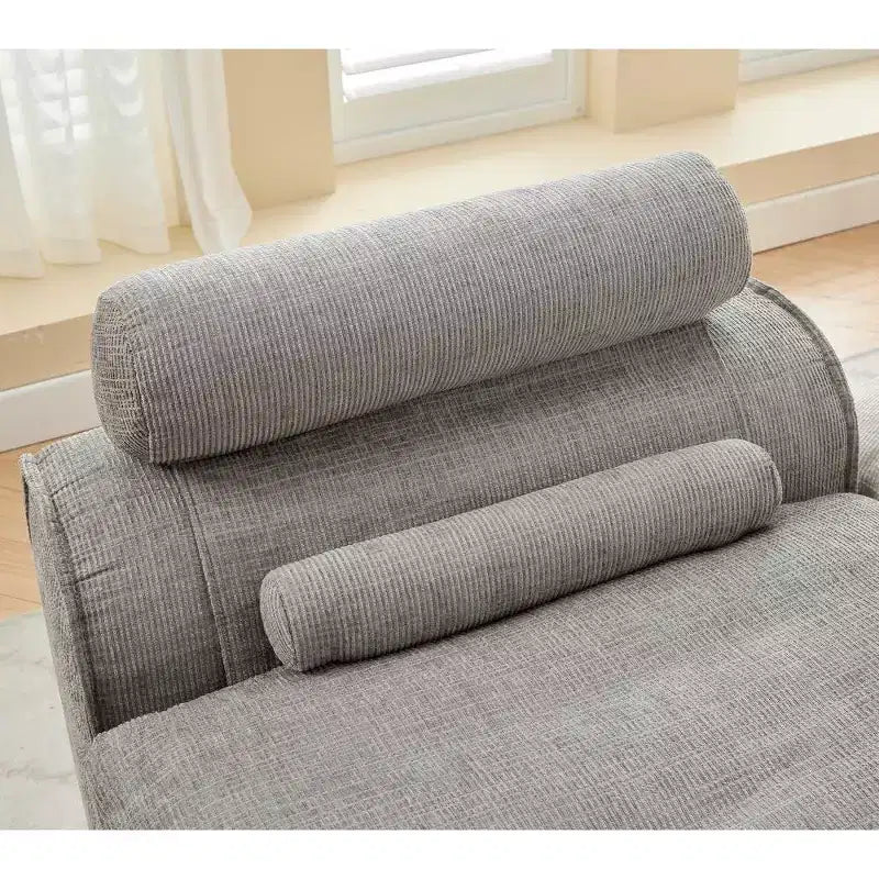 Canapé de salon sans accoudoirs 2 places en chenille avec oreillers cervicaux et lombaires