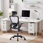 Chaise de bureau ergonomique en maille avec appui-tête et support lombaire réglables