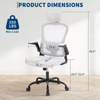 Chaise de bureau ergonomique en maille avec appui-tête et support lombaire réglables