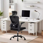 Chaise de bureau ergonomique en maille avec appui-tête et support lombaire réglables