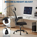 Chaise de bureau ergonomique en maille avec appui-tête et support lombaire réglables