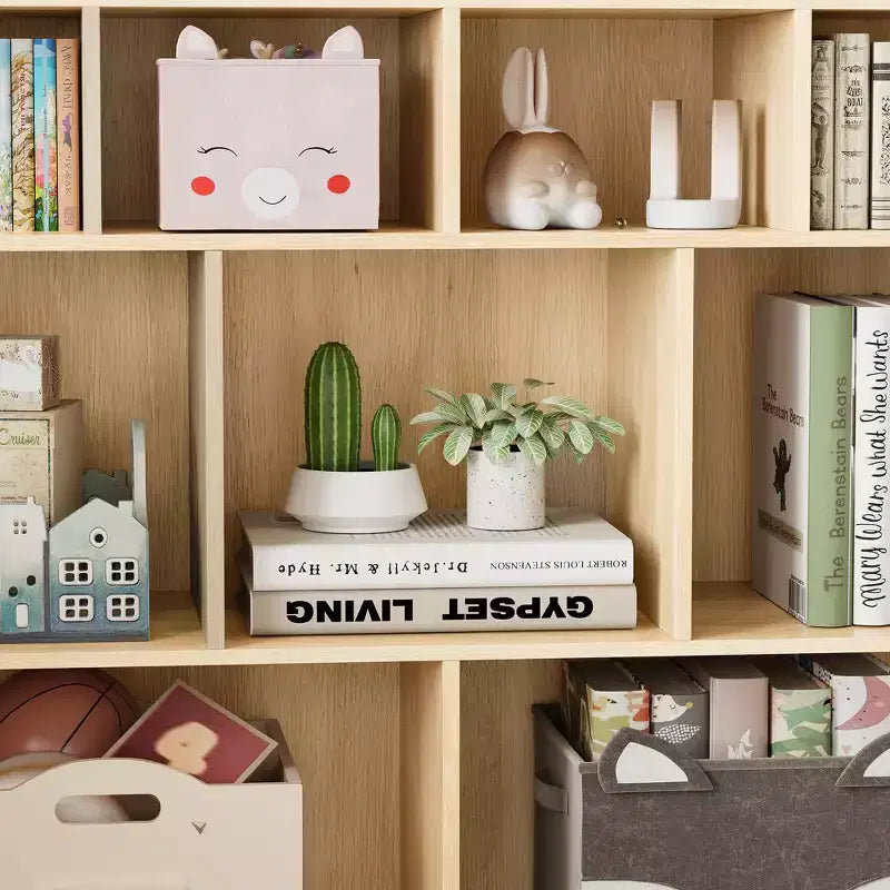 Étagère à livres et organiseur de jouets en bois pour enfants, 41 po, 9 compartiments