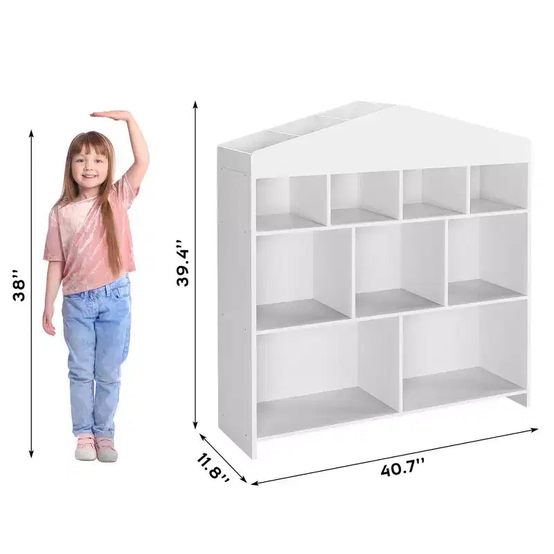 Étagère à livres et organiseur de jouets en bois pour enfants, 41 po, 9 compartiments