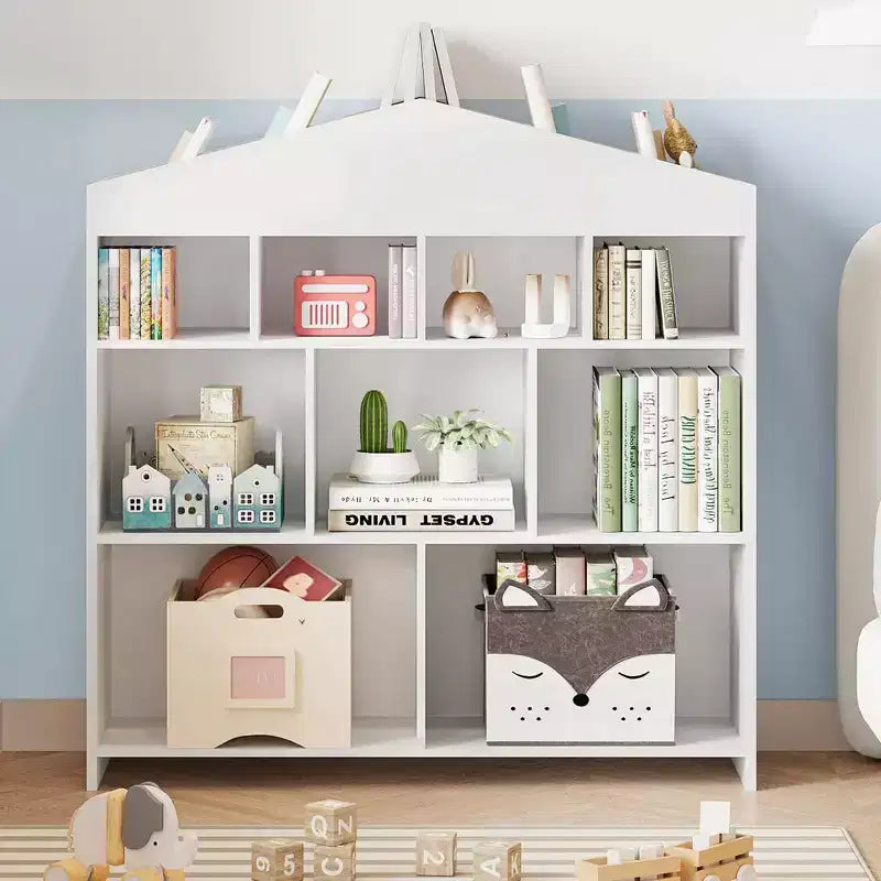 Étagère à livres et organiseur de jouets en bois pour enfants, 41 po, 9 compartiments