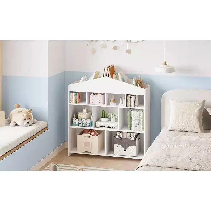Étagère à livres et organiseur de jouets en bois pour enfants, 41 po, 9 compartiments