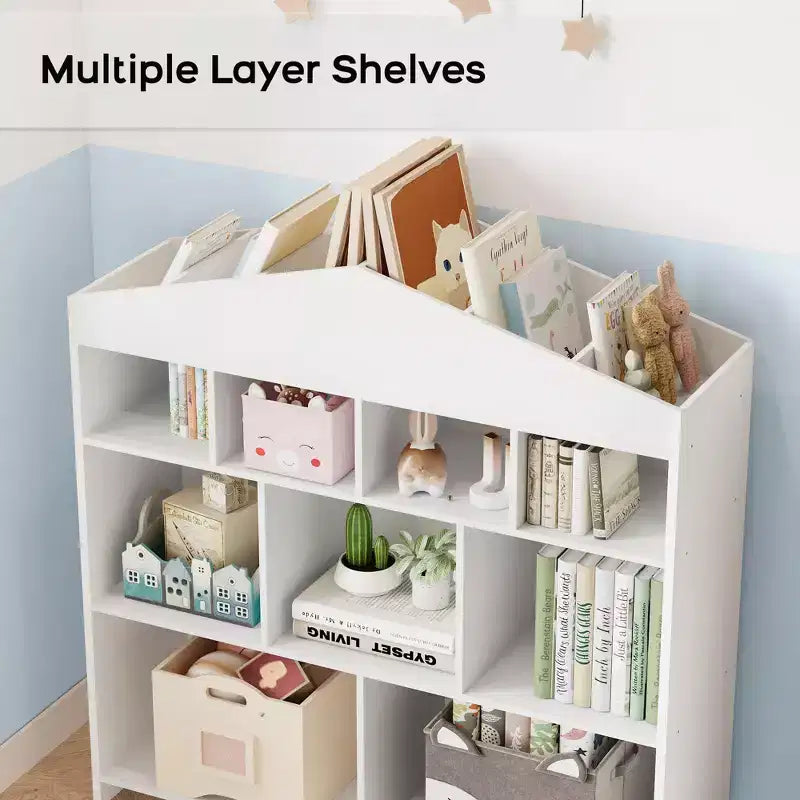 Étagère à livres et organiseur de jouets en bois pour enfants, 41 po, 9 compartiments
