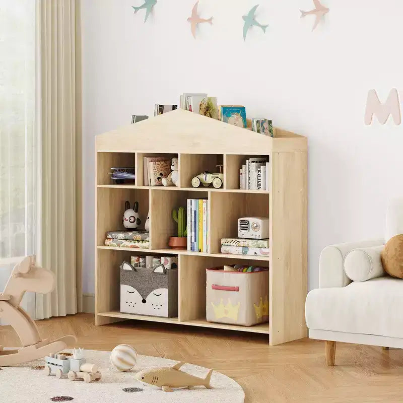 Étagère à livres et organiseur de jouets en bois pour enfants, 41 po, 9 compartiments