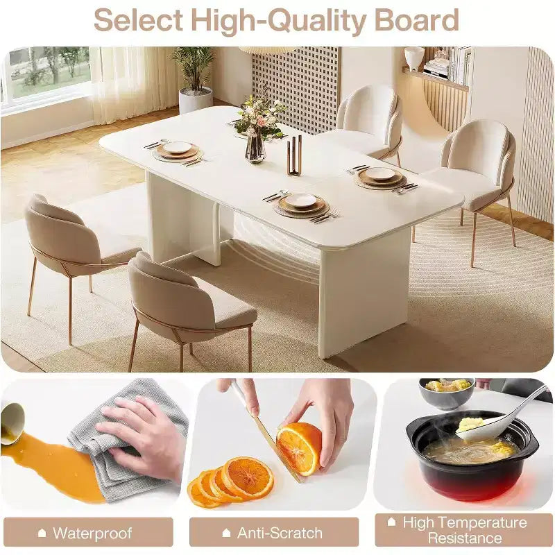 Table de salle à manger rectangulaire de 63 pouces avec pieds arqués, pour 4 à 6 personnes