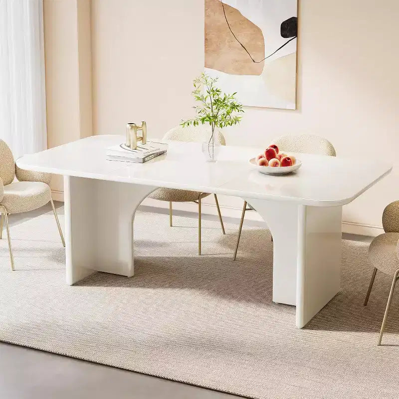 Table de salle à manger rectangulaire de 63 pouces avec pieds arqués, pour 4 à 6 personnes