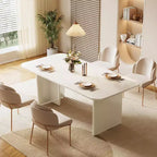 Table de salle à manger rectangulaire de 63 pouces avec pieds arqués, pour 4 à 6 personnes
