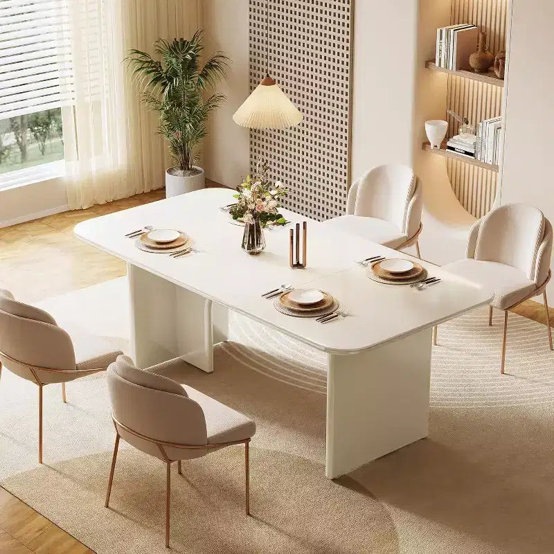 Table de salle à manger rectangulaire de 63 pouces avec pieds arqués, pour 4 à 6 personnes
