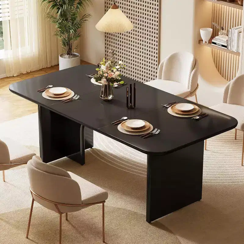 Table de salle à manger rectangulaire de 63 pouces avec pieds arqués, pour 4 à 6 personnes