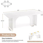 Table de salle à manger rectangulaire de 63 pouces avec pieds arqués, pour 4 à 6 personnes
