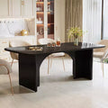 Table de salle à manger rectangulaire de 63 pouces avec pieds arqués, pour 4 à 6 personnes