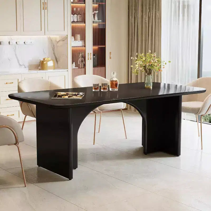 Table de salle à manger rectangulaire de 63 pouces avec pieds arqués, pour 4 à 6 personnes