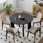 Table à manger ronde en bois de 45 pouces pour 4, pied central noir
