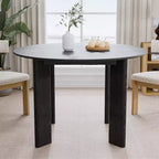 Table à manger ronde en bois de 45 pouces pour 4, pied central noir