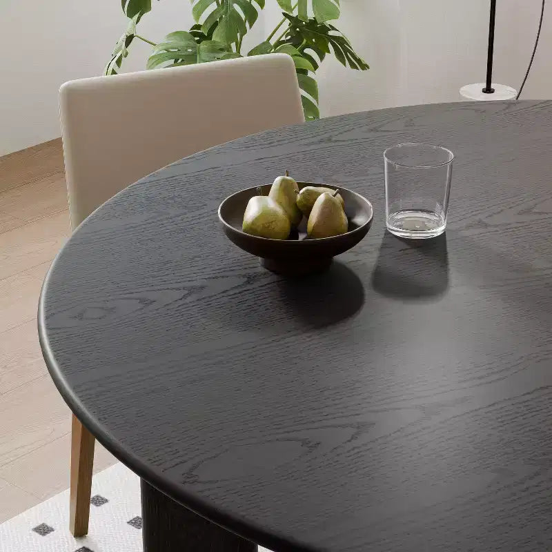 Table à manger ronde en bois de 45 pouces pour 4, pied central noir