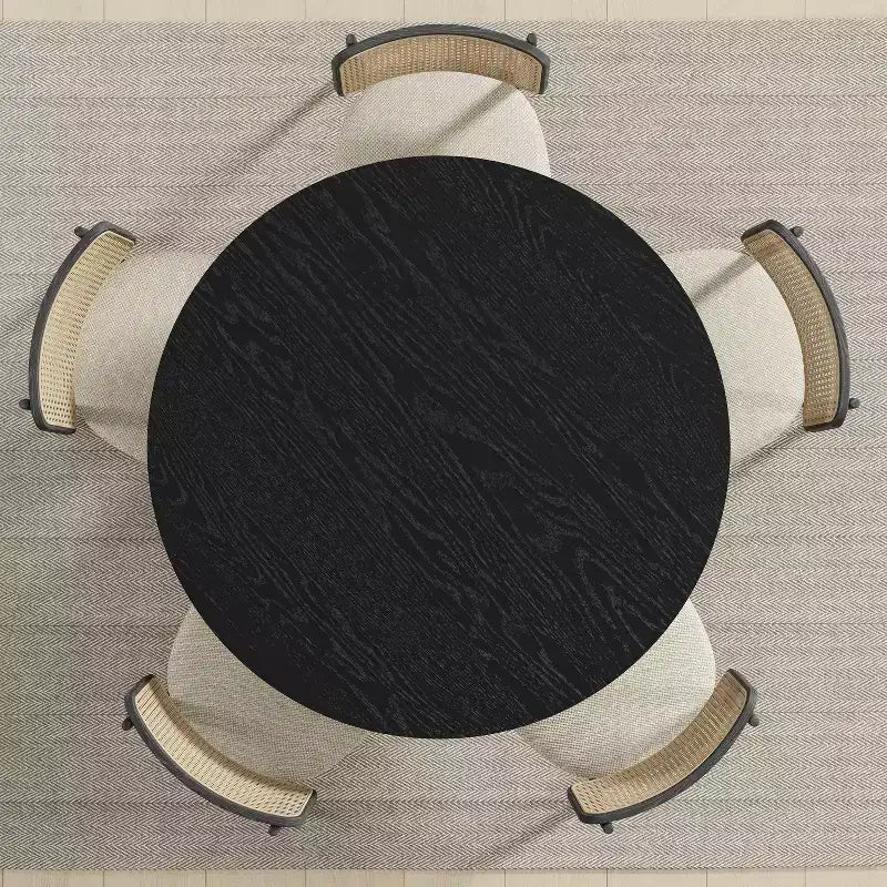Table à manger ronde en bois de 45 pouces pour 4, pied central noir
