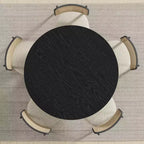 Table à manger ronde en bois de 45 pouces pour 4, pied central noir