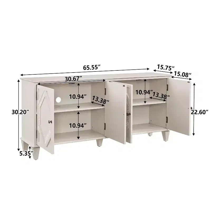 Bahut/Buffet Mid-century avec 4 Portes et 4 Étagères