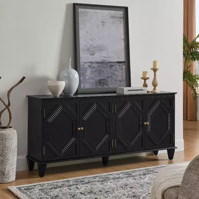 Bahut/Buffet Mid-century avec 4 Portes et 4 Étagères