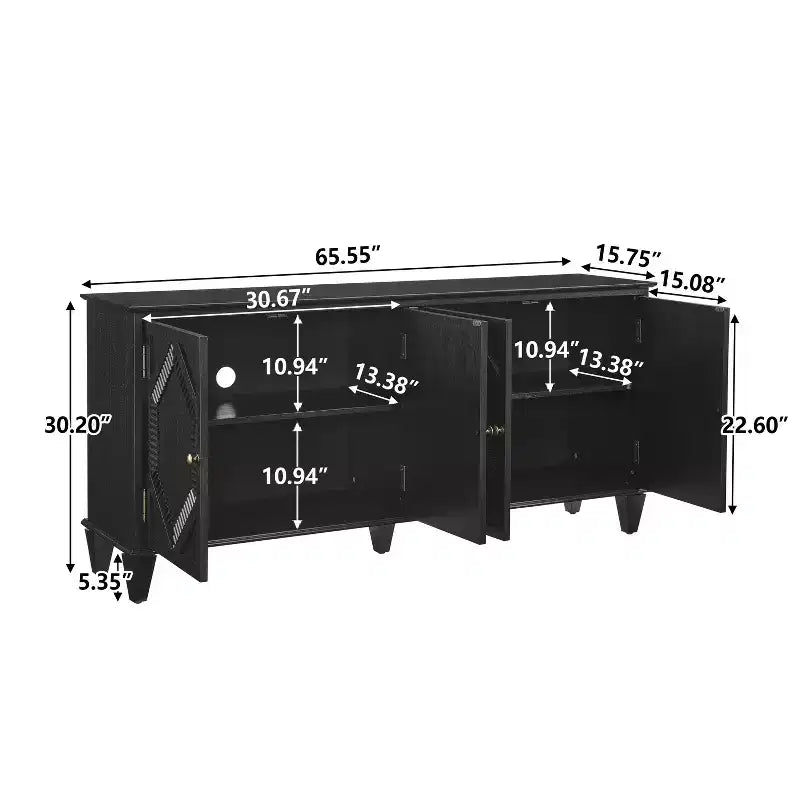 Bahut/Buffet Mid-century avec 4 Portes et 4 Étagères