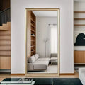 Okak 70*32in Elegent Full Length Mirror with Wooden Frame, 5mm Standing Mirror with Hanging Hole, Wall Mirror for Living Room, Dressing Room