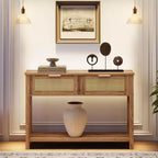 Console étroite avec 2 tiroirs et 2 étagères de rangement