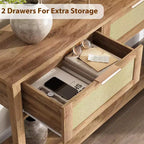 Console étroite avec 2 tiroirs et 2 étagères de rangement