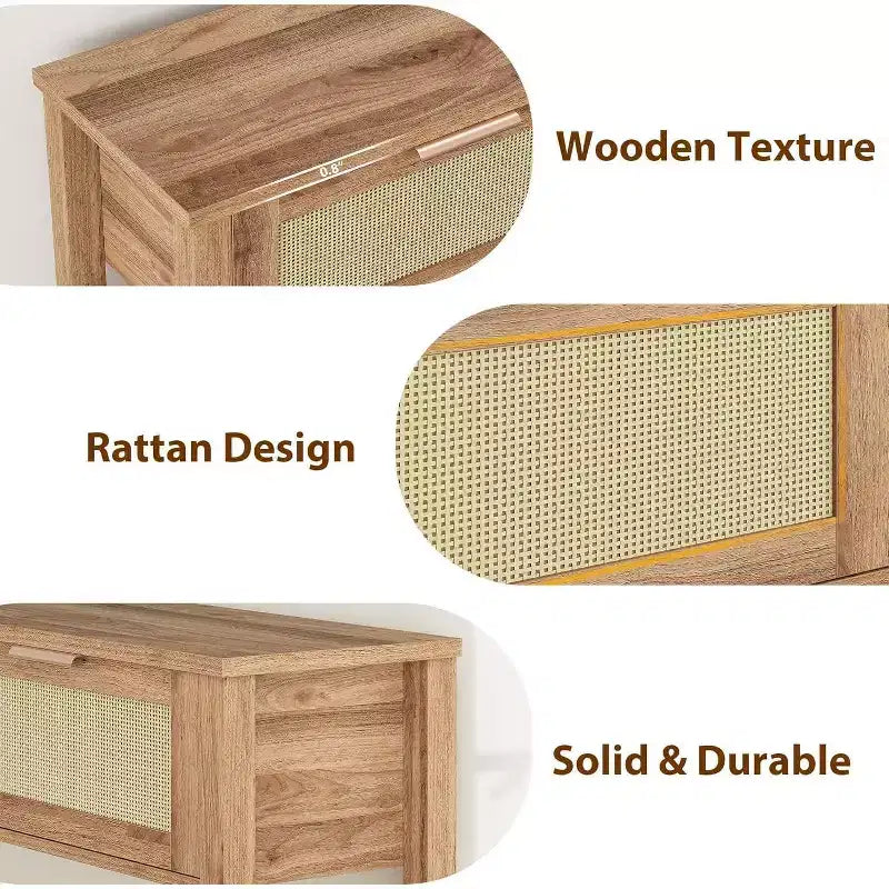 Console étroite avec 2 tiroirs et 2 étagères de rangement