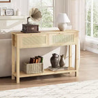 Console étroite avec 2 tiroirs et 2 étagères de rangement