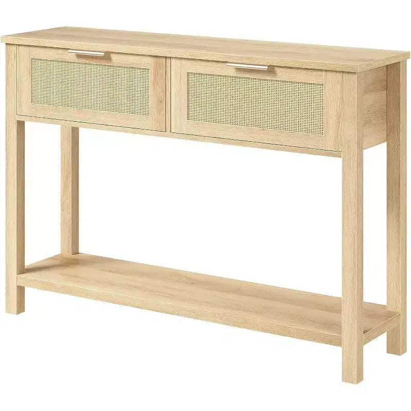 Console étroite avec 2 tiroirs et 2 étagères de rangement