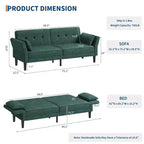 Canapé Futon Convertible avec Dossier et Accoudoirs Réglables, Tissu Chenille, 3 Places