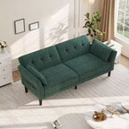 Canapé Futon Convertible avec Dossier et Accoudoirs Réglables, Tissu Chenille, 3 Places