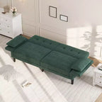 Canapé Futon Convertible avec Dossier et Accoudoirs Réglables, Tissu Chenille, 3 Places