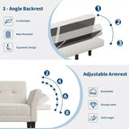 Canapé Futon Convertible avec Dossier et Accoudoirs Réglables, Tissu Chenille, 3 Places