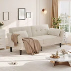 89 Modern Sofa Bed with 2 Pillows Upholstered Chenille Futon Sofa Bed with Adjustable Backrest Deep Seat Sofa Bed for Living Room Apartment